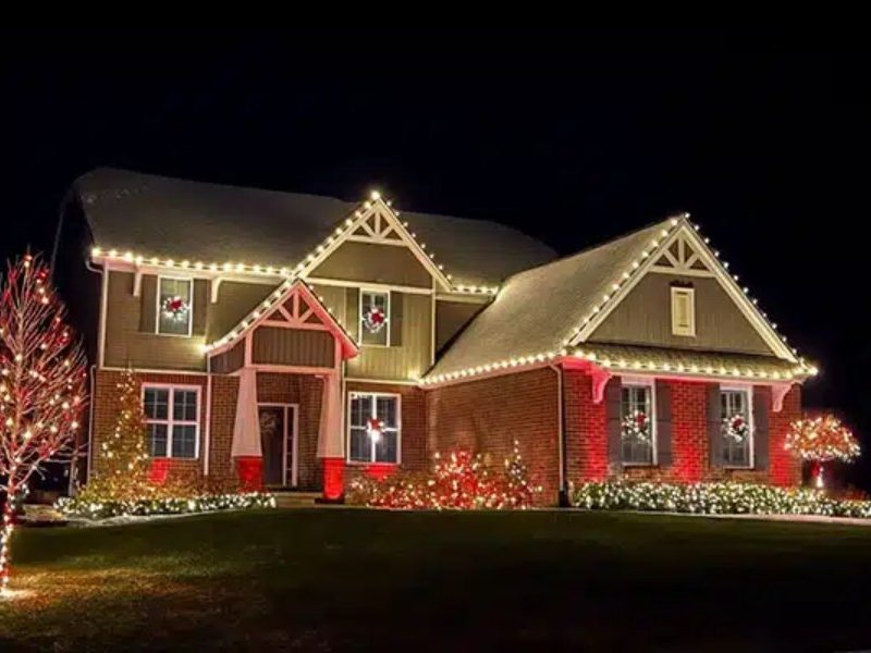 Professional Christmas light installation on a home in Sterling Heights, MI